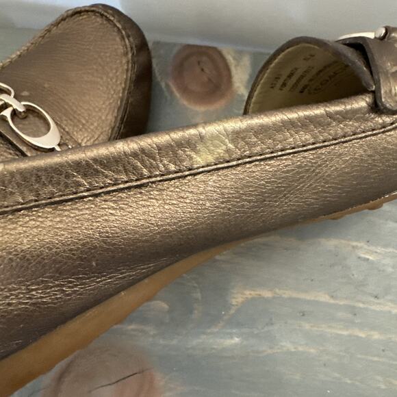 Coach Woman’s Shoes Fortunata Slip On Leather Loafers Size 9.5 B Gold/Bronze - Picture 12 of 16